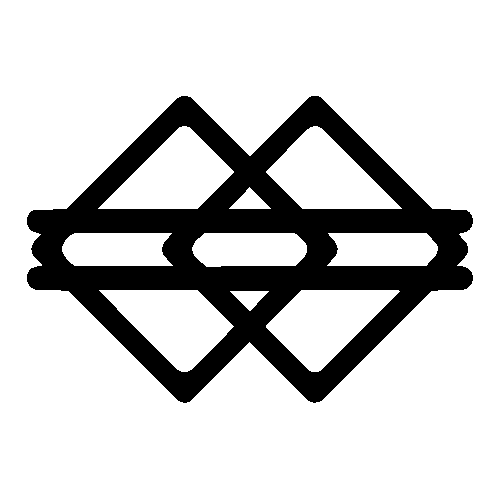 Symbol für Contra Dance, 2 Quadrate mit 2 Linien